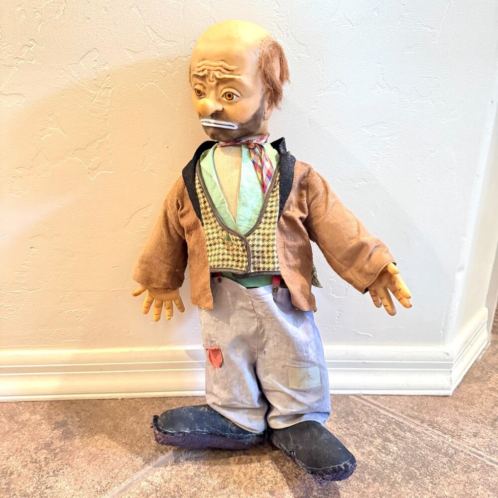 Vintage Emmett Kelly's Willie The Clown Hobo 21" Doll 1950s Baby Barry w/Tag SEE